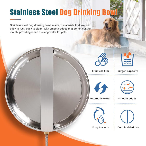 Automatic Dog Water Bowl Dispenser Large Breed Outdoor Stainless Steel Pet Waterer with Float Valve Auto Fill Dog Waterer for Large Dogs Cats Chicken Livestock4