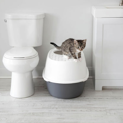 IRIS USA Xx-Large Top Entry Cat Litter Box, Dog Proof, Gray/White | Extra Large, Heavy Duty Plastic, Big Cats, Secure 4-Buckle Lock, Tracking Control Lid, Quick Cleanup2