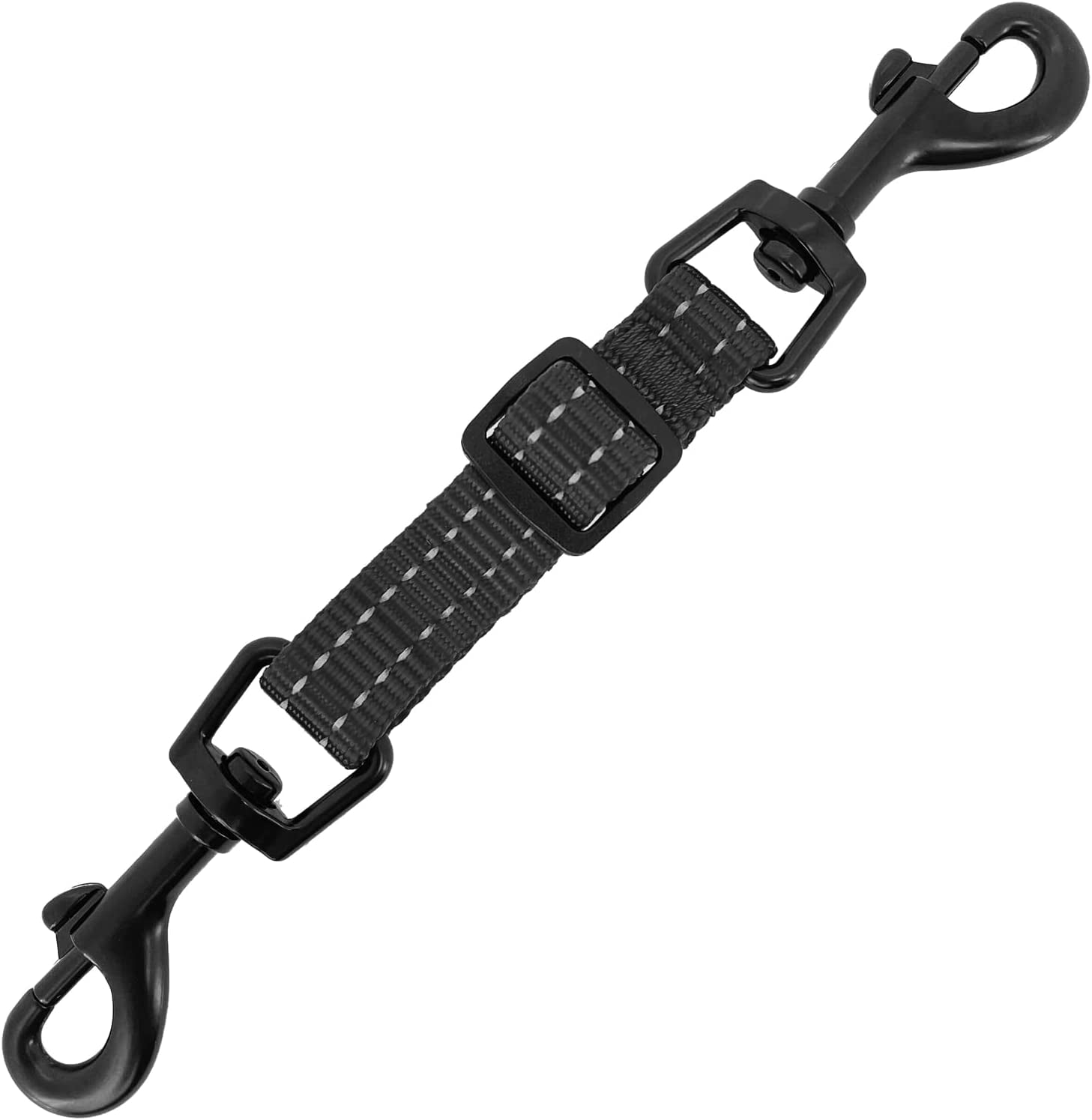 best-pet-supplies-voyager-dog-collar-safety-clip-with-dual-clasps-collars-and-no-pull-harness-connectors-training-for-walking-running-and-hiking-safety-clip-black
