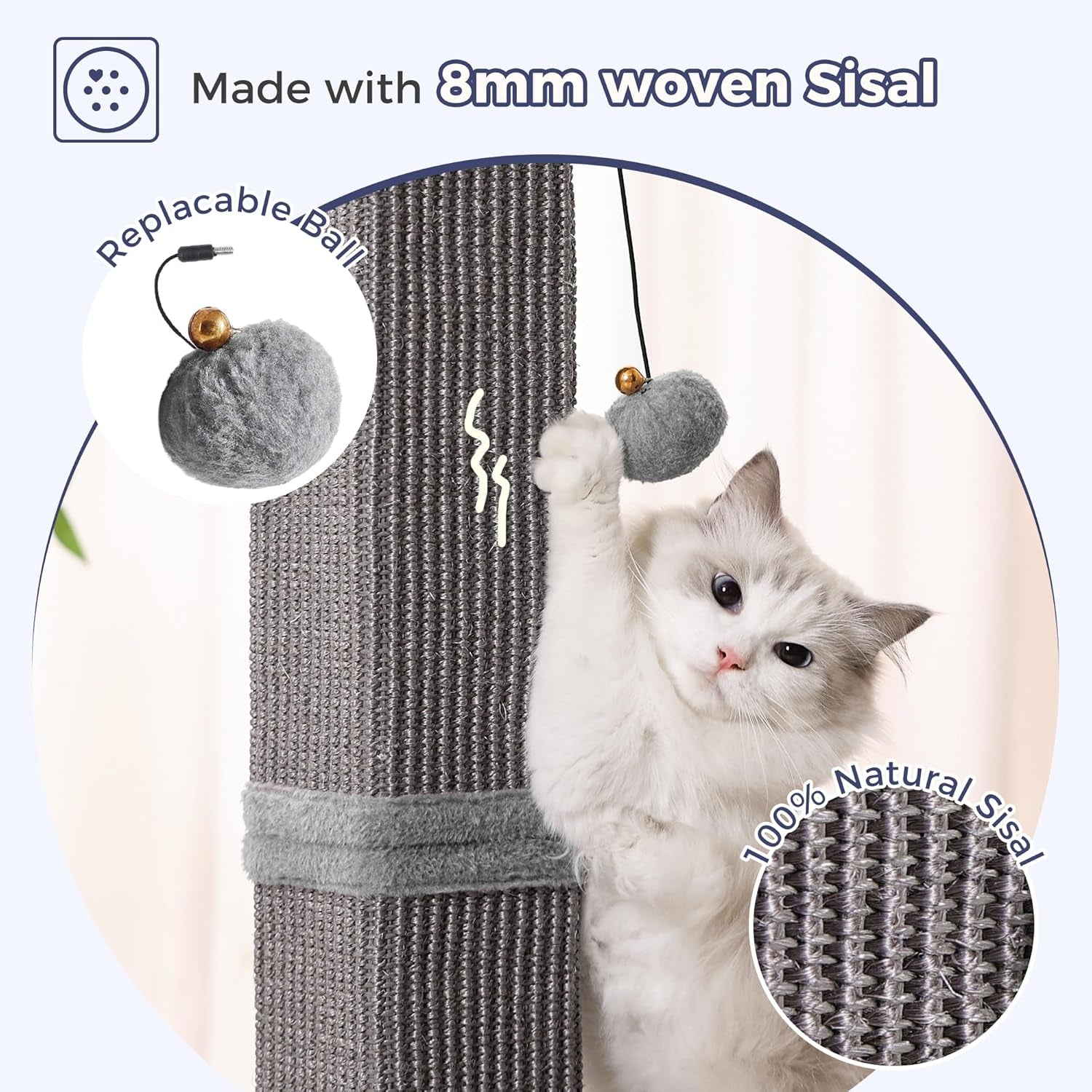 tall-cat-scratching-post-33-heavy-duty-sisal-scratcher-post-modern-cat-scratching-post-with-heavy-duty-base-for-sturdy-large-33-vertical-sisal-rope-post-2-cat-toy-balls-for-cat-gray
