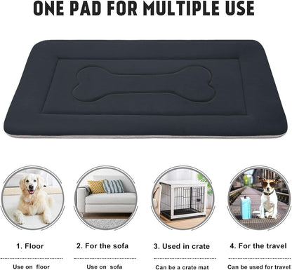 Large Dog Bed Soft Dog Crate Pad Mat, 42 in Non-Slip Bottom Washable Dog Sleeping Mattress Pet Beds Cat Bed Kennel Pad, Dark Blue Gray5
