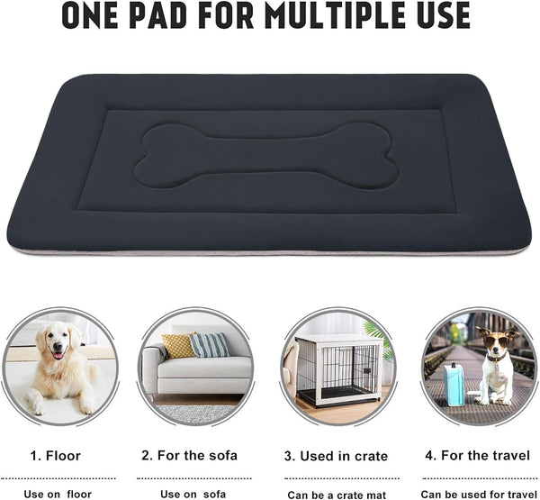Large Dog Bed Soft Dog Crate Pad Mat, 42 in Non-Slip Bottom Washable Dog Sleeping Mattress Pet Beds Cat Bed Kennel Pad, Dark Blue Gray5