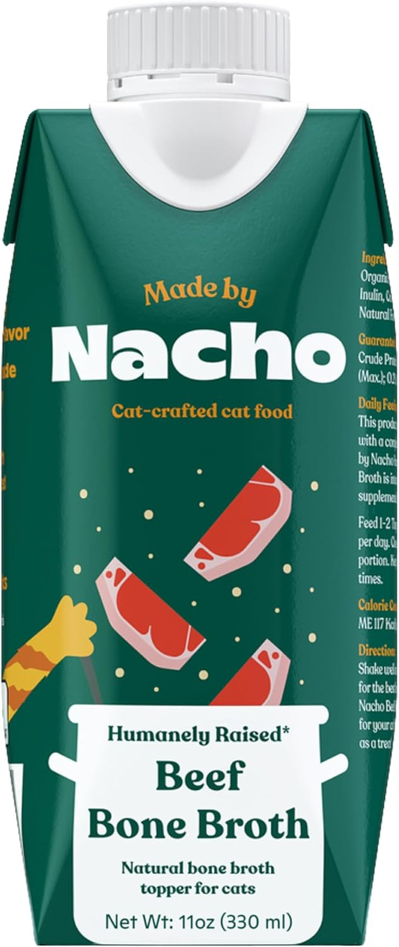 made-by-nacho-bone-broth-cat-food-topper-for-hydration-and-picky-eaters-add-protein-and-flavor-to-your-dry-cat-food-supports-optimal-nutrition-digestion-skin-coat-11-oz-turkey