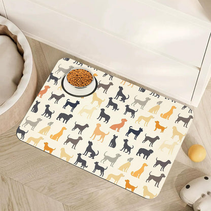 Cute Shark Dog Cat Food Mat,Absorbent Pet Feeding Mat with Rubber Backing,Non-Slip Water Bowl Placemat,Indoor Pet Accessories Supplies 12"X20"25