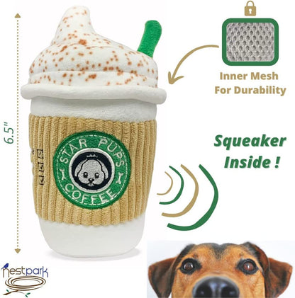 Nestpark Parody Star Pups Coffee Dog Toy Pup'Kin Spice Latte - Funny Plush Squeaky Crinkle Dog Toys for Medium, Small and Large for Dog Birthday6