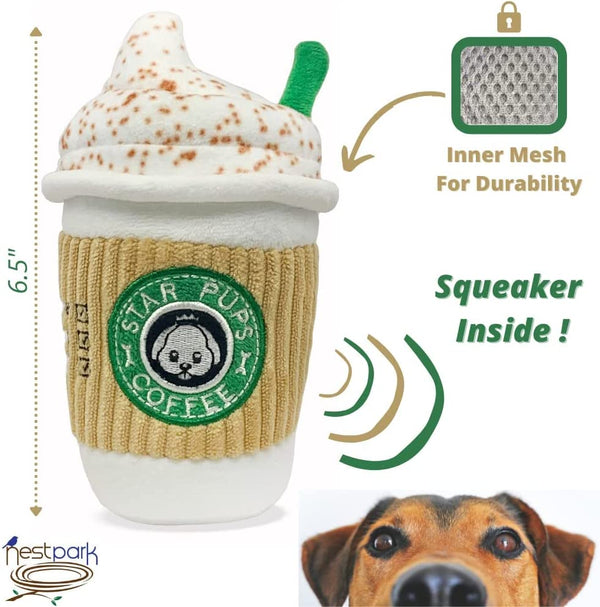 Nestpark Parody Star Pups Coffee Dog Toy Pup'Kin Spice Latte - Funny Plush Squeaky Crinkle Dog Toys for Medium, Small and Large for Dog Birthday6