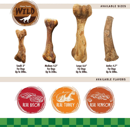 Nylabone Healthy Edibles WILD Natural Dog Bones Long Lasting, Bison Flavor Bone Dog Treats, Medium (2 Count) | Natural Dog Chew Bones, Made in USA, Highly Digestible Dog Chews, Long Lasting Chews for Medium Dogs up to 35 Lbs5