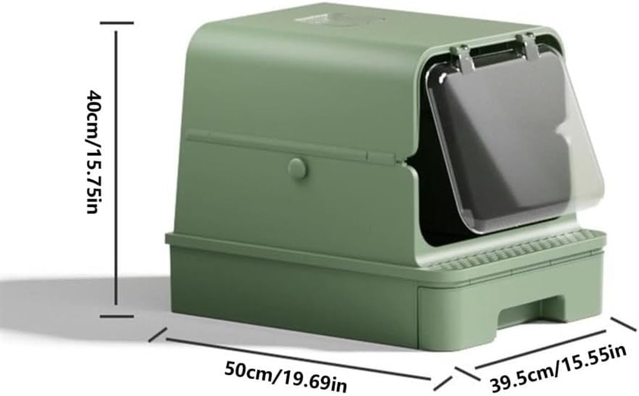 pet-supplies-enclosed-cat-litter-box-with-door-drawer-anti-splash-lid-scoop-includedgray