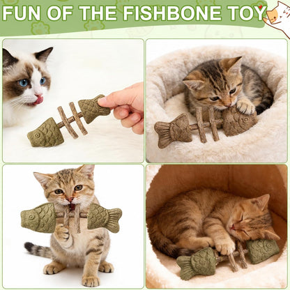 3Pcs Catnip and Silvervine Chew, Fishbone Cat Dental Chew Toy, Cat Chew Stick for Teething, Boredom Relief & Daily7