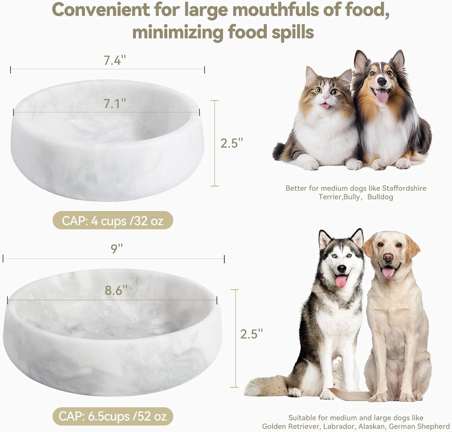 white-marble-dog-bowls-non-slip-dog-food-water-bowl-small-heavy-duty-pet-bowl-for-cats-and-medium-dogs-weighted-african-natural-marble-holds-4-cups5lbs