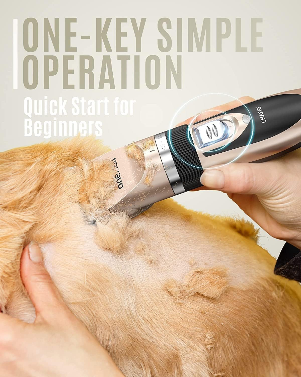 oneisall-dog-clippers-grooming-kit-for-dogs-cats-pets-low-noise-rechargeable-cordless-long-battery-life-simple-for-beginners-6-guide-combs-removable-rinsable-blade