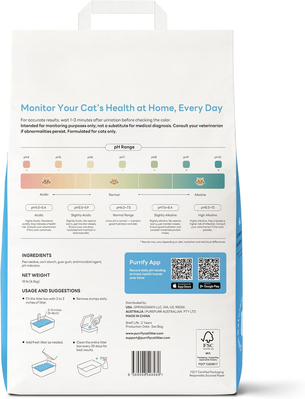 Smart Health Monitoring Cat Litter – Color-Changing, Fast Clumping, Odor Control, Low Dust (10Lb*3Pack)10