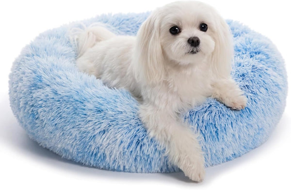 Small Calming Dogs Bed for Small Dogs Anti-Anxiety Machine Washable Fluffy Luxury Anti-Slip Waterproof Mute Base Warming Cozy Soft Pet Puppy round Bed39
