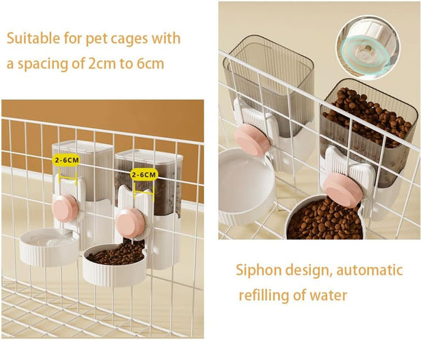 Pet Dog Cat Hanging Automatic Feeder and Water Dispenser Set, 2-In-1 Gravity Pet Food & Water Bowl for Cage, No-Spill Small Dog Rabbit Food Dispenser (Green)7