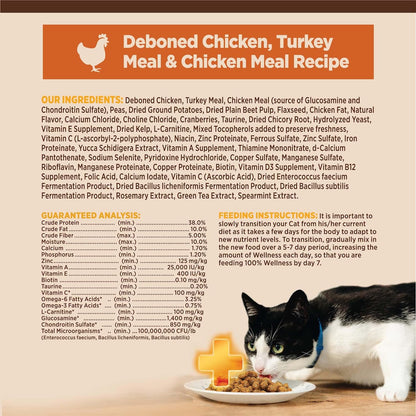 Wellness CORE+ Adult Dry Cat Food for Indoor Cats, Natural, Grain Free Kibble, Chicken, Turkey and Chicken Meal Recipe, 5 Lb Bag7