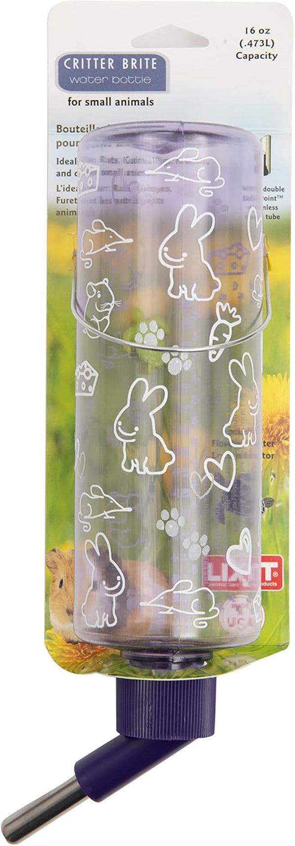 Lixit Standard Cage Water Bottles for Rabbits, Ferrets, Guinea Pigs, Hamsters, Rats, Mice and Other Small Animal'S (16 Ounce, Clear)1