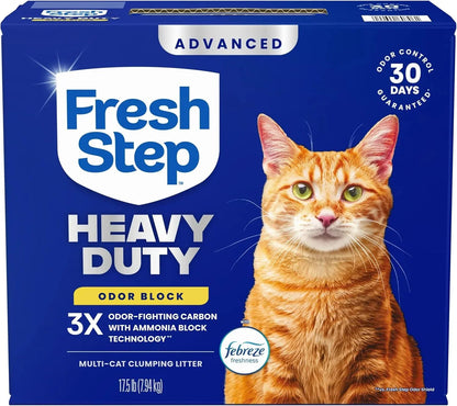 Fresh Step Heavy Duty cat litter with odor block and Febreze freshness for multi-cat households1