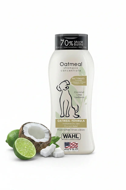 Oatmeal dog shampoo concentrate with coconut lime verbena scent, moisturizes dry skin and relieves itch1