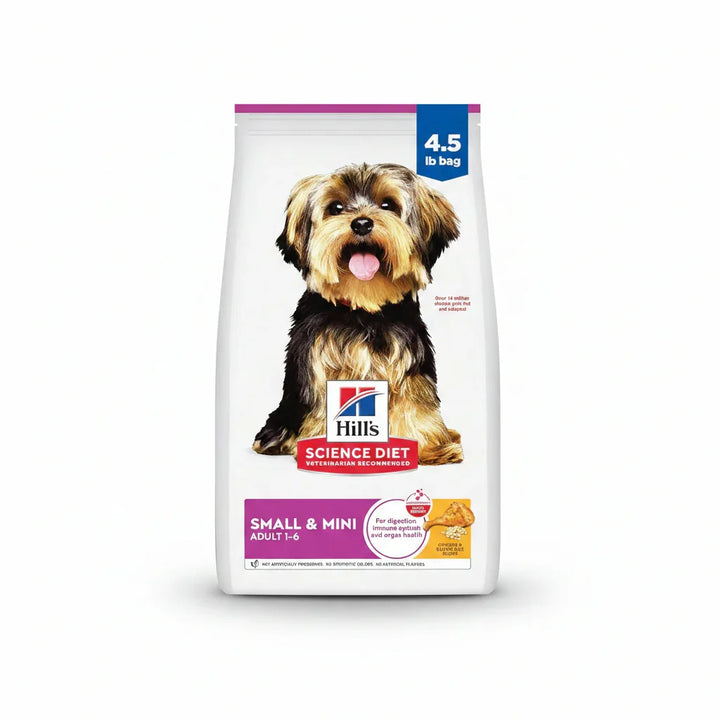 Hill's Science Diet Small & Mini Adult 1-6 dog food bag, 4.5 lb, for digestion and immune health
