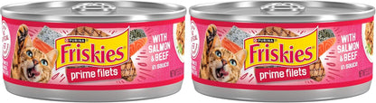 Purina Friskies Prime Filets with Salmon and Beef in Sauce High Protein Wet Cat Food - (Pack of 24) 5.5 Oz. Cans12