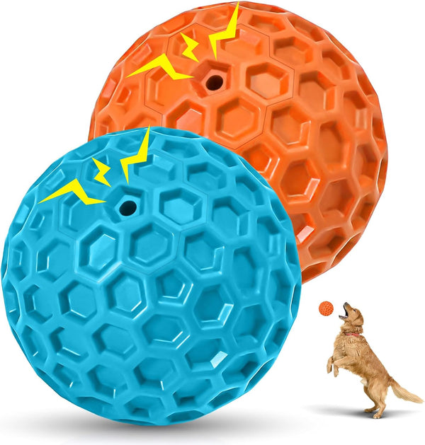 2 Pack Indestructible Squeaky Dog Balls for Aggressive Chewers, Interactive Dog Toys for Teething, Relieving Anxiety. Chew Toy for Large, Medium Breeds, Outdoor Rubber Balls.8