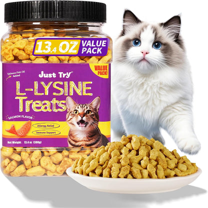 Just Try 13.4 OZ Crunchy Cat Treats Catnip Treats for Cats with Digestive Support, Natural Ingredients Kitten Treats with Real Salmon, Healthy Feline Snacks Training Biscuits Dental Care | Natural Chicken & Catnip. Crunchy Cleans Teeth, Fiber Reduces Hairballs. Perfect Training Rewards for All Cats.10