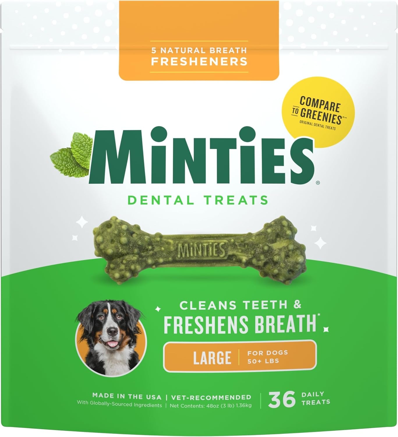 minties-dog-dental-bone-treats-tiny-small-dental-dog-treats-16-ounces-cleans-teeth-fight-bad-breath-removes-plaque-and-tartar-40-count