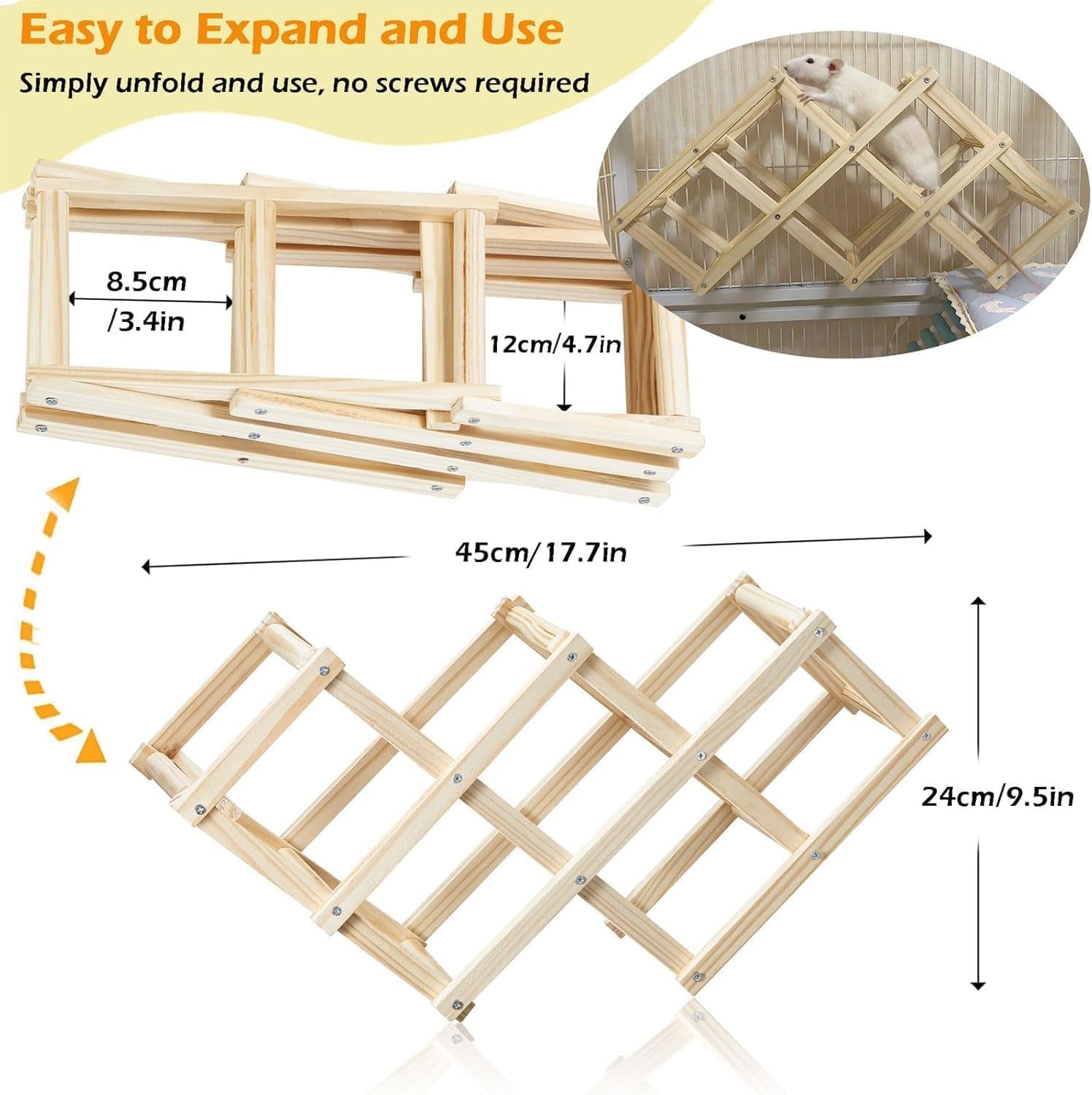 kiln-dried-wood-rat-climb-toy-hanging-cage-ladder-activity-m-1pc-natural-rat-cage-bridge-multiple-openings-directional-ramps-offer-challenges-to-satisfy-rats-instincts-for-explore-play