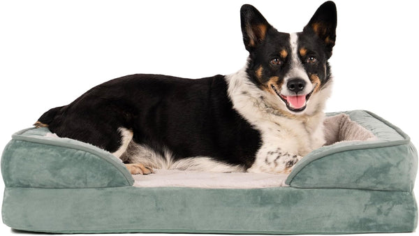 Furhaven Cooling Gel Dog Bed for Large Dogs, Perfect Comfort Sofa Bed with Cool Gel-Top Foam with a Solid Orthopedic Foam Base for Joint Support, Washable Cover, Jumbo XL, Plush & Velvet, Granite Gray14