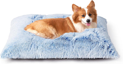 EHEYCIGA Fluffy Dog Crate Bed for Extra Large Dogs, Plush Faux Fur Pad, Calming anti Anxiety XL Bed for Crate, Washable Soft Warm Dog Mat with Non-Slip Bottom, Grey36