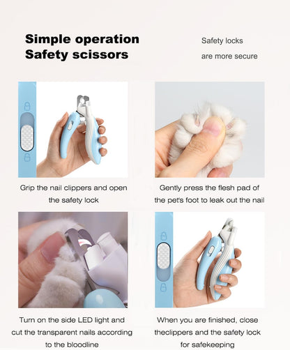 Cat Dog Pet Nail Clippers with Light, Llluminates Cat Dog Nails or Bloodline, Safety Pet Nail Clipper for Dogs, Cats, Rabbits, Sharp, No Nail Splitting(Blue)7
