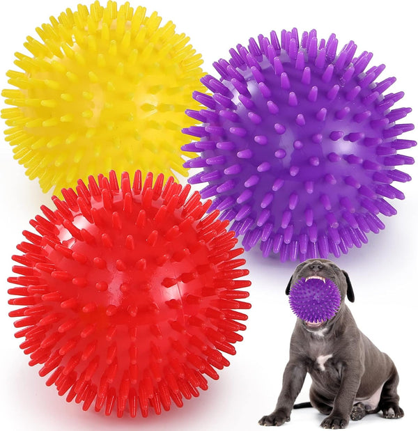 VITEVER 3.5” Squeaky Dog Toy Balls (6 Colors) Puppy Chew Toys for Teething, BPA Free Non-Toxic, Spikey Dog Balls for Medium, Large & Small Dogs, Durable Toys for Aggressive Chewers9