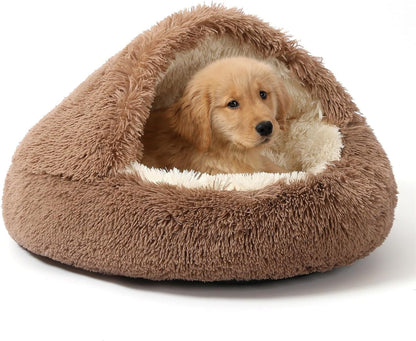 NOYAL round Hooded Donut Dog Bed for Small & Medium Pets - Plush Fluffy Anti-Anxiety Cat Cave Bed with Cover7