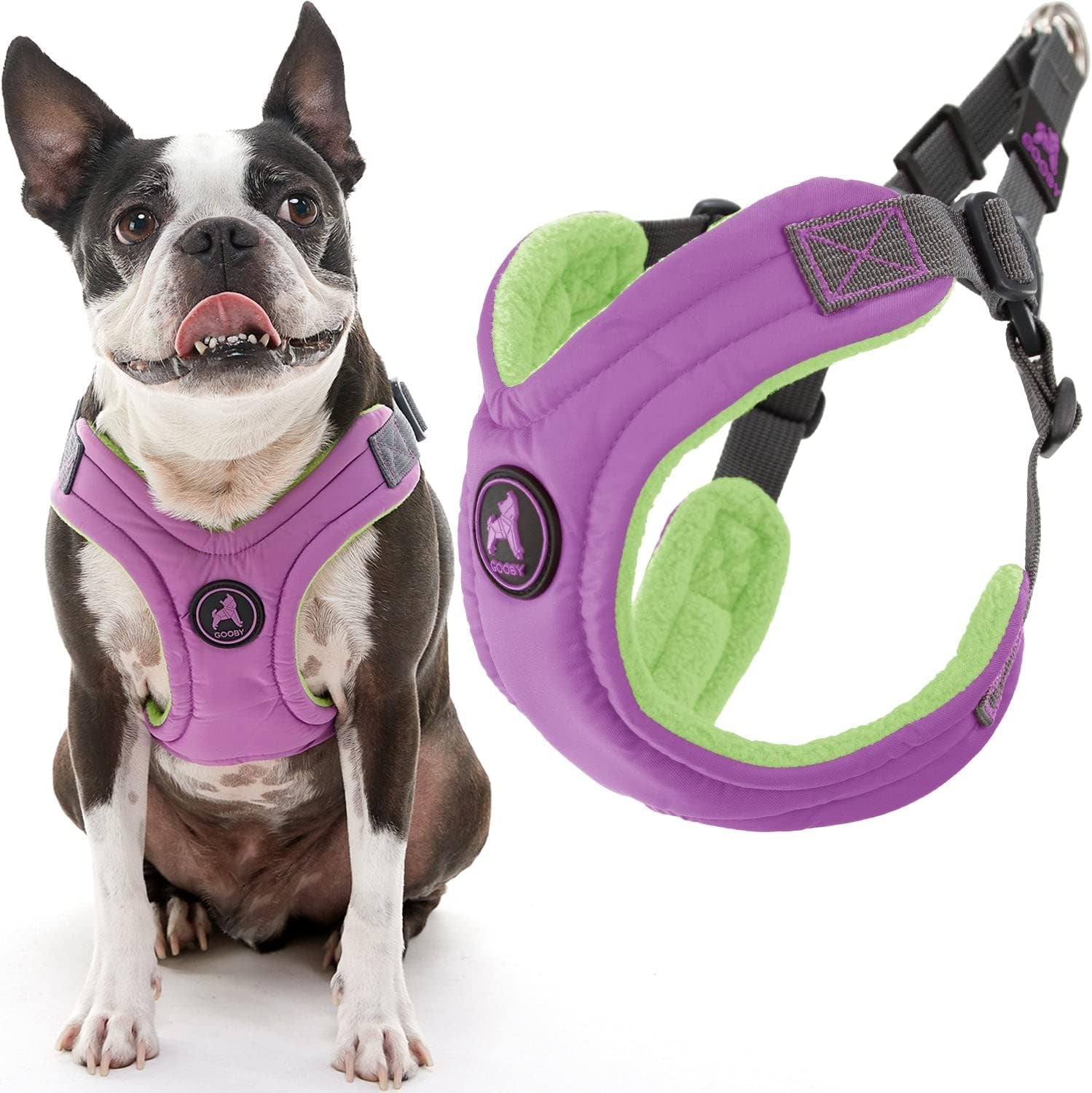 gooby-escape-free-memory-foam-harness-green-large-no-pull-step-in-small-dog-harness-with-four-point-adjustment-perfect-on-the-go-dog-harness-for-medium-dogs-no-pull-and-small-dogs