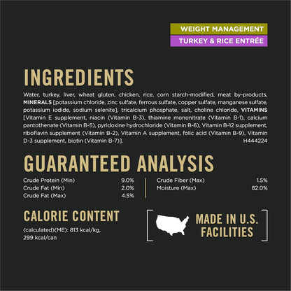 Purina Pro Plan Weight Management Wet Dog Food Turkey and Rice Entree in Gravy - (Pack of 12) 13 Oz. Cans7