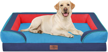 Comfort Expression Orthopedic Dog Bed for Extra Large Dogs with Bolster | Waterproof Dog Couch Bed with Washable Cover & Non-Slip Bottom, Supportive Egg Crate Foam XL Pet Bed, 42X30 Inch190