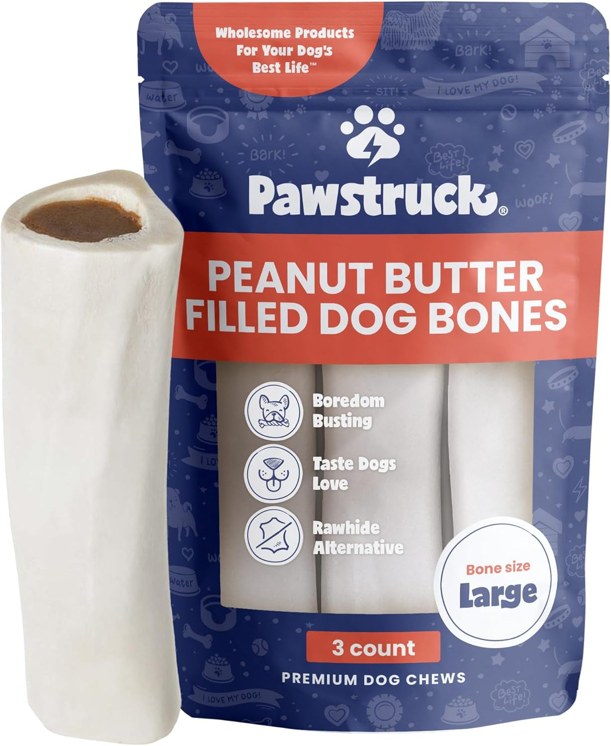pawstruck-large-5-6-filled-dog-bones-variety-pack-peanut-butter-cheese-bacon-beef-flavors-made-in-usa-long-lasting-stuffed-femur-treat-for-aggressive-chewers-pack-of-3-packaging-may-vary