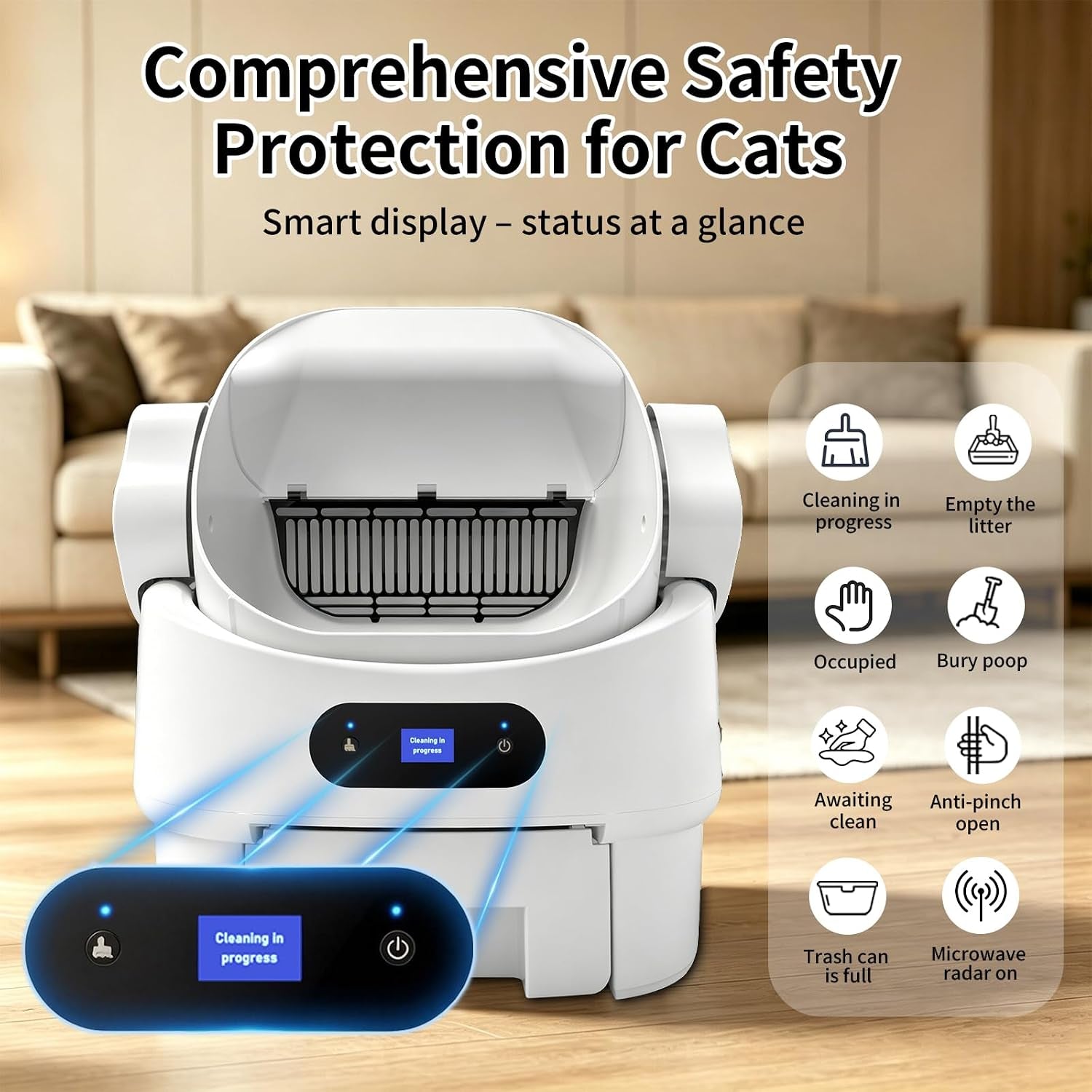 automatic-cat-litter-box-open-top-microwave-radar-training-safety-large-bin-whisper-quiet-motor-simple-setup-rinses-clean-instantly-ideal-for-multiple-cats-white