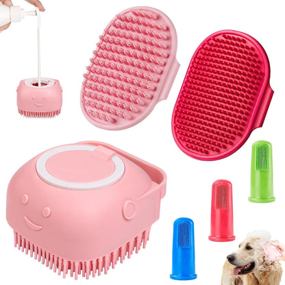Comotech 6PCS Dog Bath Brush & Dog Toothbrush | Adjustable Handle Shampoo Brush & Scrubber for Short & Long Haired Dogs & Cats | Effectively Solve Odor & Stain Removal Problems (Blue Blue Blue.)11
