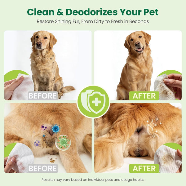 Pet Wipes for Dogs & Cats, Extra Moist & Thick Grooming Puppy Wipes with 100 Fresh Counts, Aloe Vera/Nature5