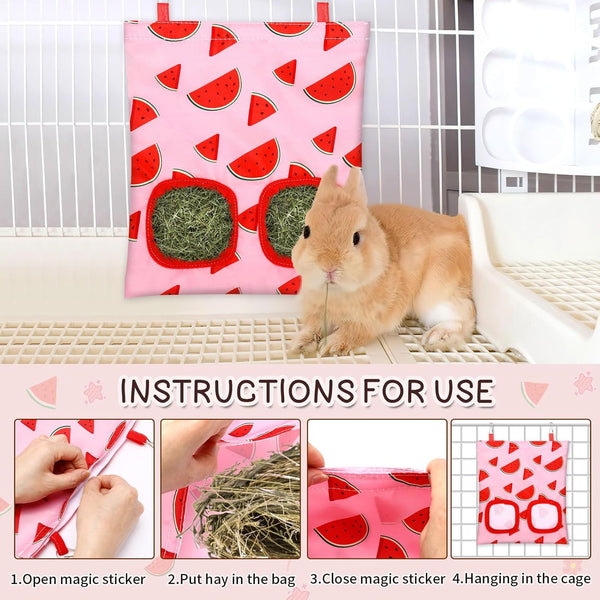 UPINS 3Pack Guinea Pig Hay Feeder Bag,Bunny Rabbit Cage Bag Hanging Holder | Guinea Pig Cage Feeder,For Bunny Rabbits,Chinchillas,Hamsters,Small Pets,And Animals6