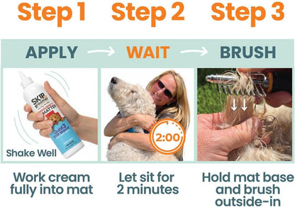 Dematting Cream for Dogs - Mat & Tangle Remover, 8 Oz | the Dog Matted Hair Remover for Severe Mats & Tangles - Apply, Wait 2 Min, Brush Outside-In. No Rinse5