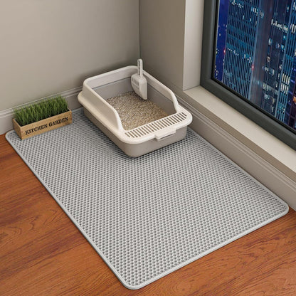 HCY&WLD Cat Litter Mat, 45X26/35X24/30X22/24X18 Inch Double Layer Cat Litter Box Mat, EVA Non-Slip, Waterproof Urine Proof Cat Litter Catcher Mat, Easy Clean Scatter Control (35X24 Inch, Khaki)12