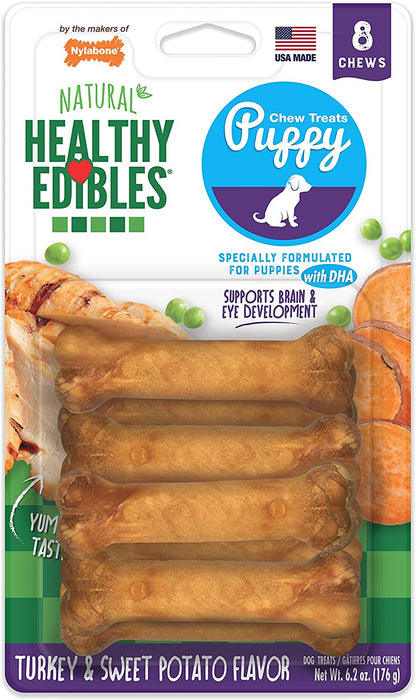 Nylabone Healthy Edibles Natural Puppy Chews Long Lasting Treats for Puppies, Roast Beef/Apple/Bacon Dog Treats, X-Small/Petite (3 Count)11