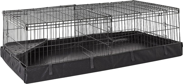 Amazon Basics Leakproof Canvas Bottom Guinea Pig Cage, Easy to Clean Small Animal Habitat with Divider Set, Indoor/Outdoor, Portable, No Tools Needed, 47.6"L X 24.2"W X 14"H, Black1