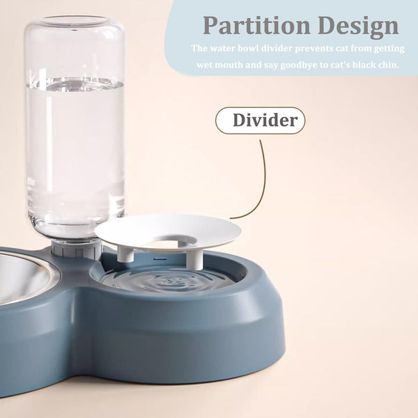 Double Dog Cat Bowls, Pets Food and Water Bowl Set with Silicone Mat | Pets Food and Water Bowl Set with Automatic Water Dispenser Stainless Steel Bowl, Gravity Feeder for Cats Small Dogs Puppies5
