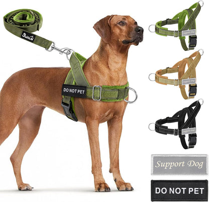 Slowton No Pull Dog Harness - Heavy Duty Dog Harness and Leash Set for Medium Large Dogs, Reflective Tactical Harness with Soft Padded and Front Clip for Easy Walk and Training (Black L)10