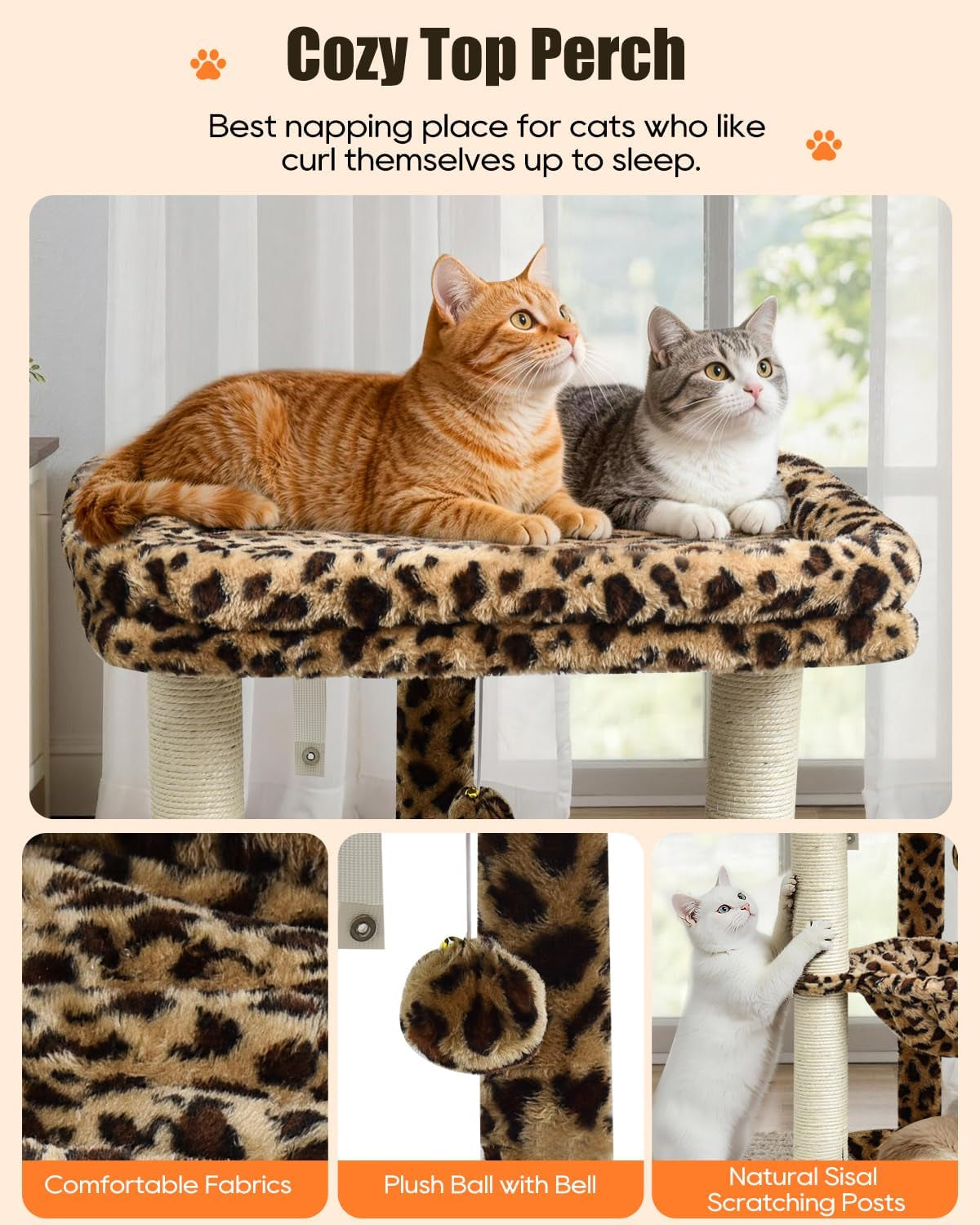 syandlvy-leopard-print-small-cat-tree-with-top-perch-hammock-bottom-bed-3-level-natural-sisal-scratching-post-tower-with-hanging-bell-ball-and-anti-tip-strap-stable-indoor-cat-furniture