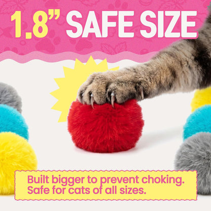 HA SHI 40 Count Catnip Fur Balls for Indoor Cats, 1.8 Inch Soft Plush Interactive Kitten Toy, Quiet Night Play, Colorful Fuzzy Poms3