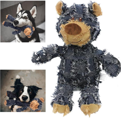 MAXBECK Dog Companion for Heavy Chewers- Indestructible Robust Bear Dog Toy, Resistant Squeaky Dog Toys for Heavy Chewers, Unbreakable Stuffed Plush Dog Toys for Aggressive Chewers (A-Navy)1